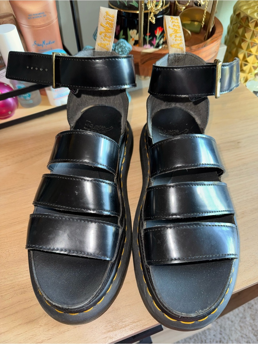 Dr. Martens Vegan Clarissa II Leather Triple-Strap Fisher Sandals size 8